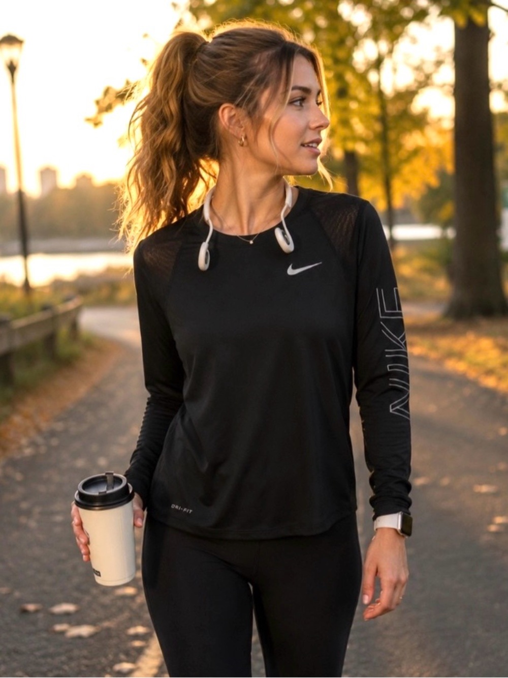 Nike Dri-FIT Miler Running Top Black Reflective Long Sleeve Small